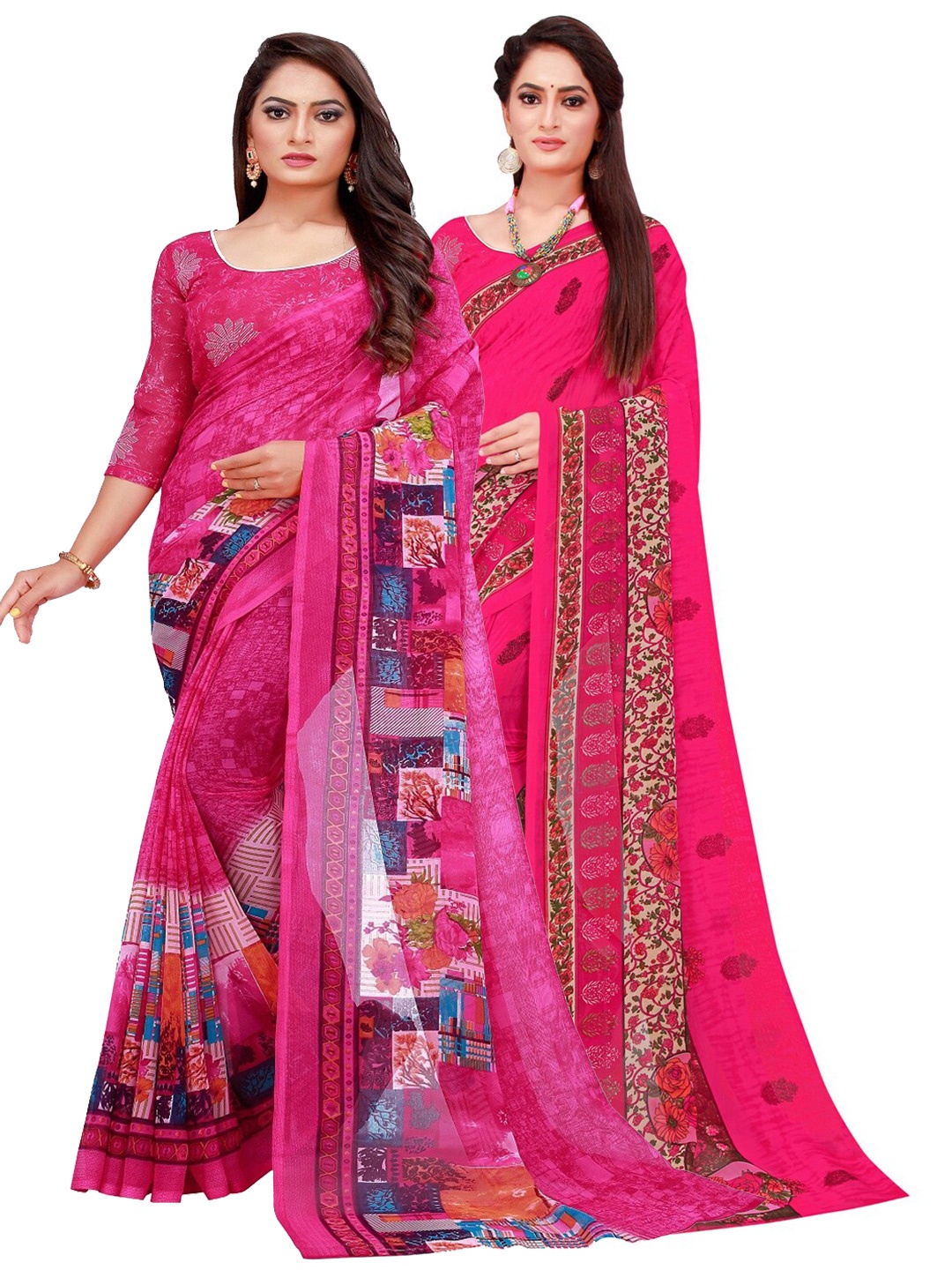 

Florence Pack of 2 Magenta Printed Pure Georgette Saree