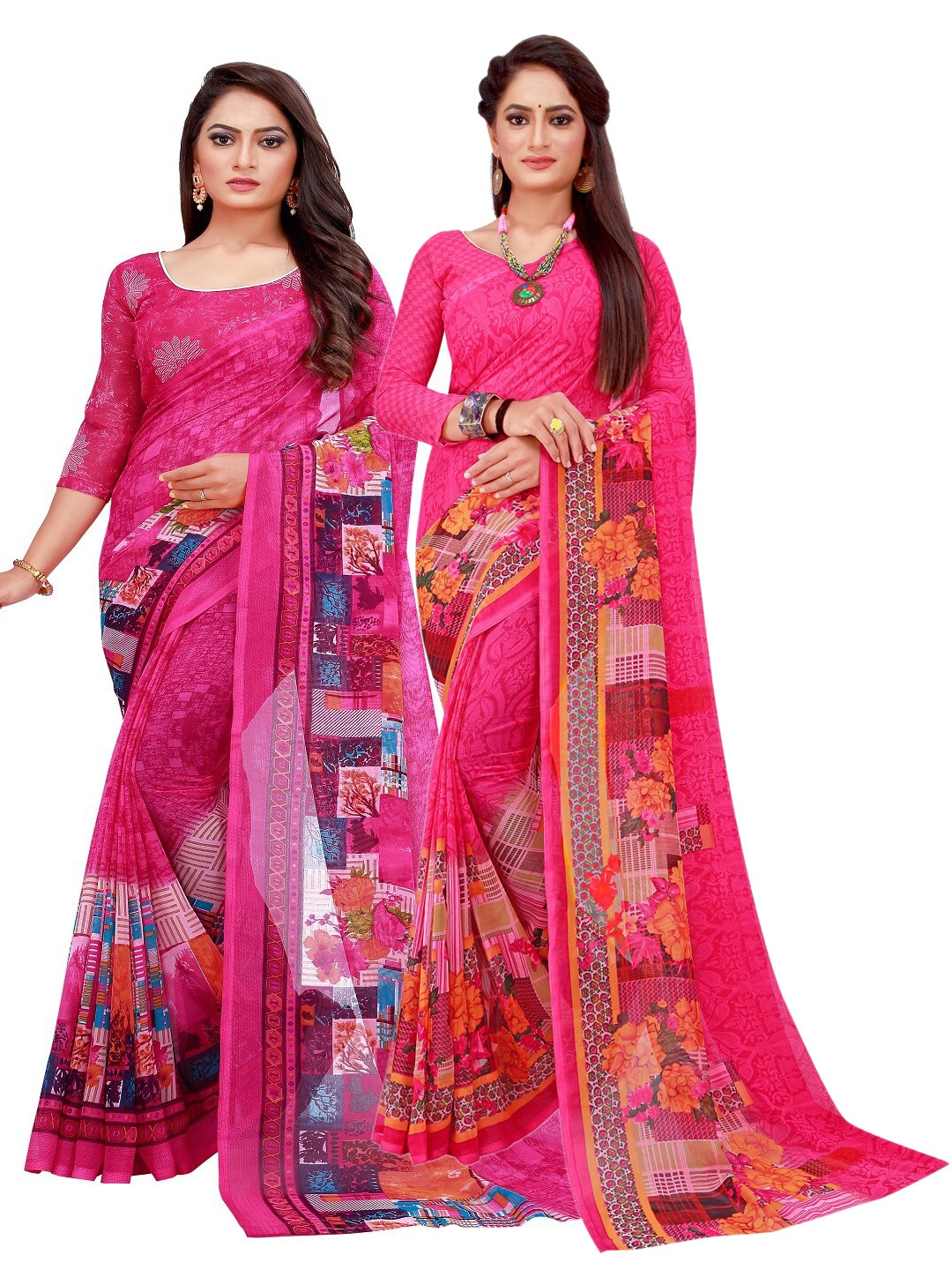 

Florence Pink & Magenta Pack of 2 Pure Georgette Saree
