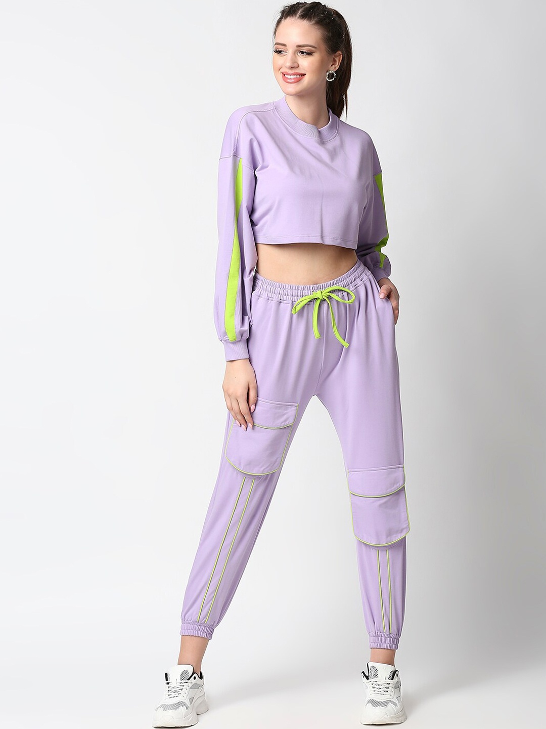 

ANWAIND Women Lavender Pure Cotton Co-ord Set