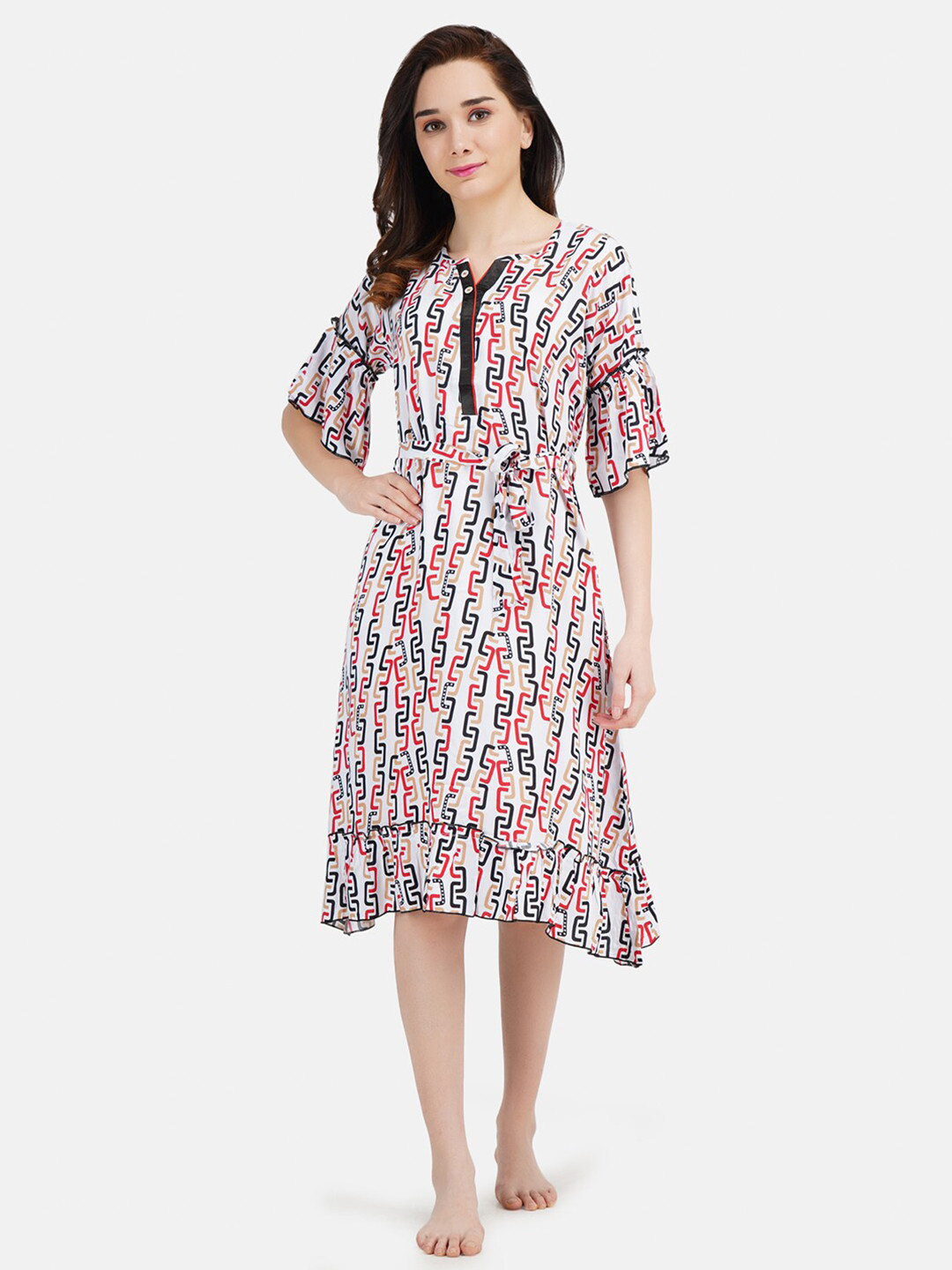

KOI SLEEPWEAR White Chain Printed Short Nightdress