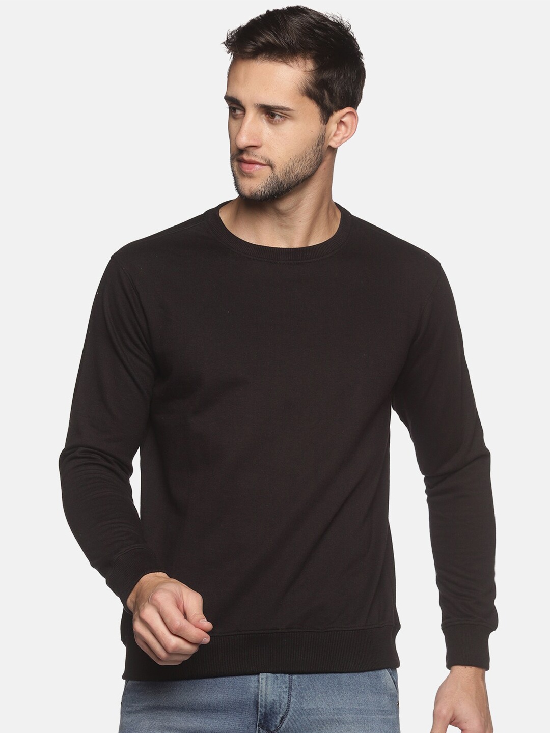 

THE BONTE Men Black Solid Sweatshirt