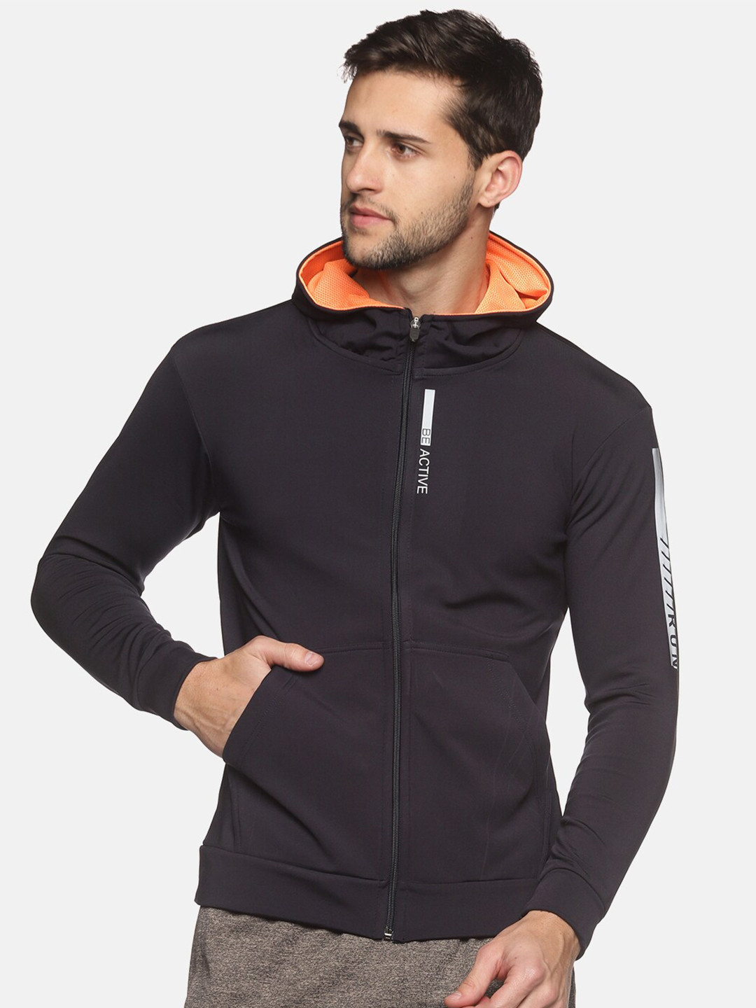 

THE BONTE Men Navy Blue Hooded Sweatshirt