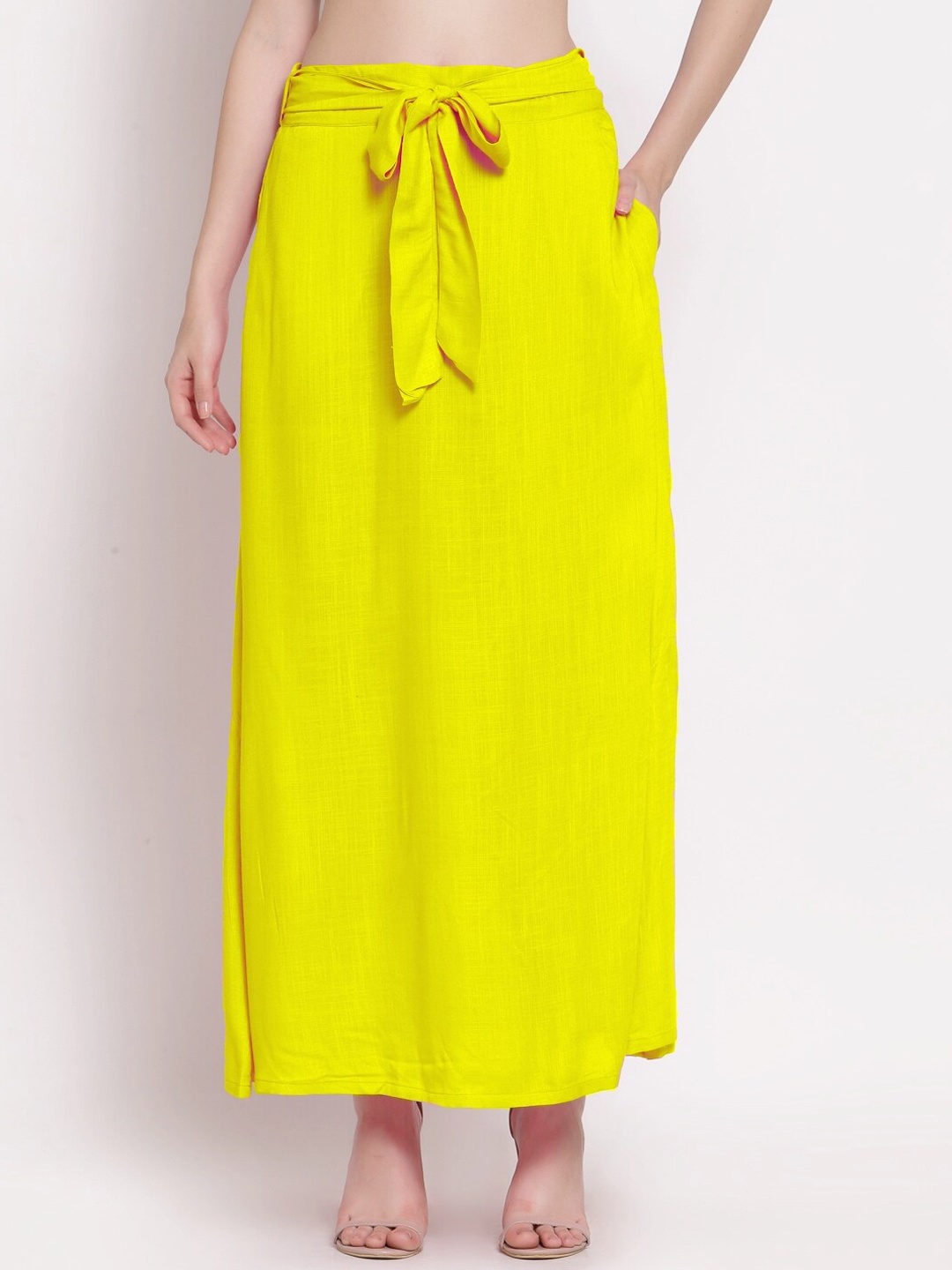 

PATRORNA Women Yellow Solid Tulip Skirt