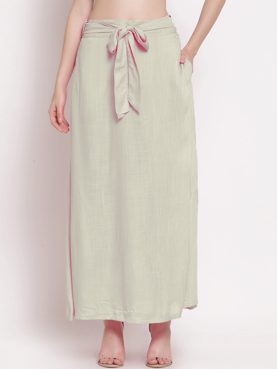 

PATRORNA Off-White Solid Maxi-Length Skirts