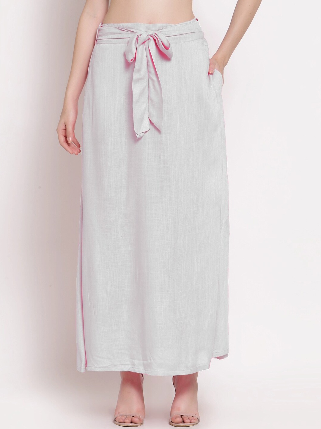 

PATRORNA Women White Solid Maxi-Length Skirts