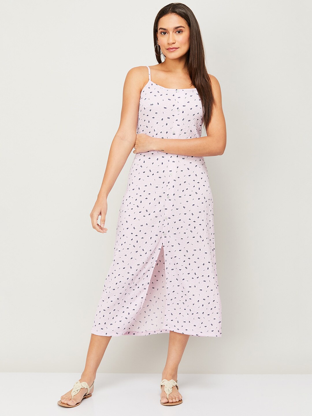 

Ginger by Lifestyle Purple Floral A-Line Midi Dress