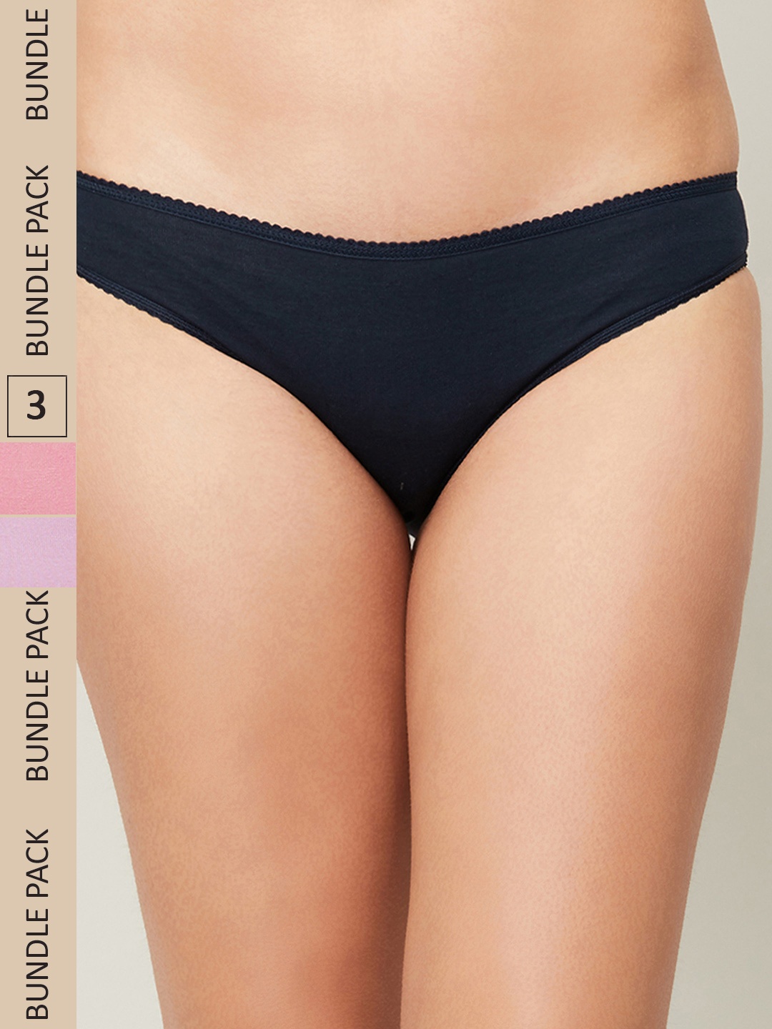 

Ginger by Lifestyle Women Set Of 3 Solid Low-Rise Bikini Briefs, Purple