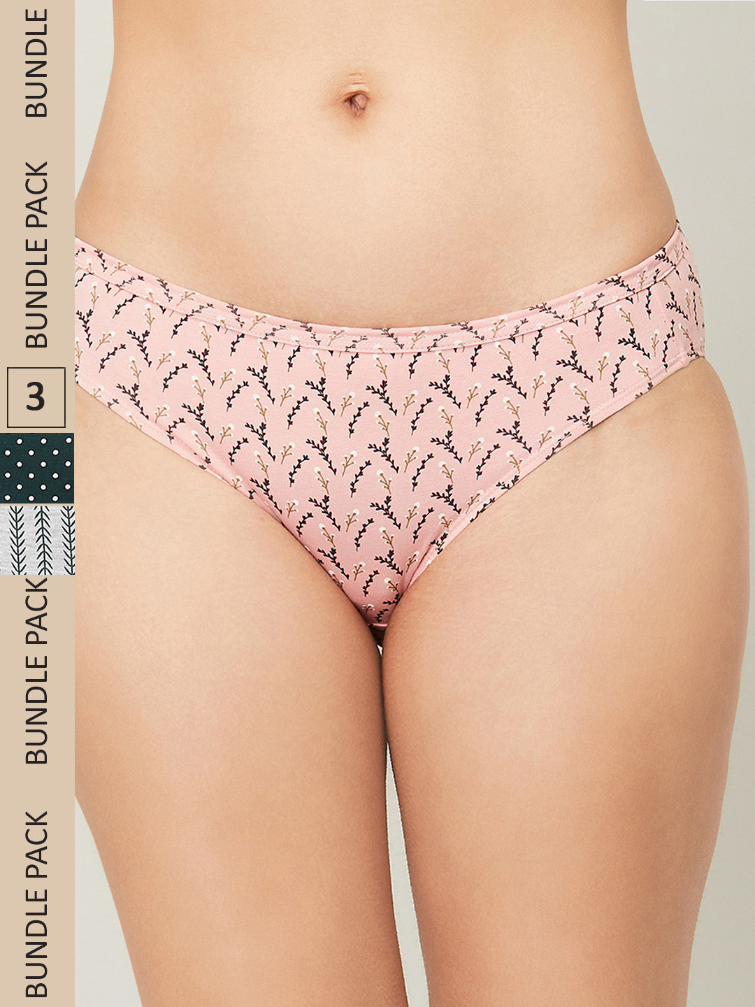 

Ginger by Lifestyle Women Pack Of 3 Printed Bikini Briefs, Grey