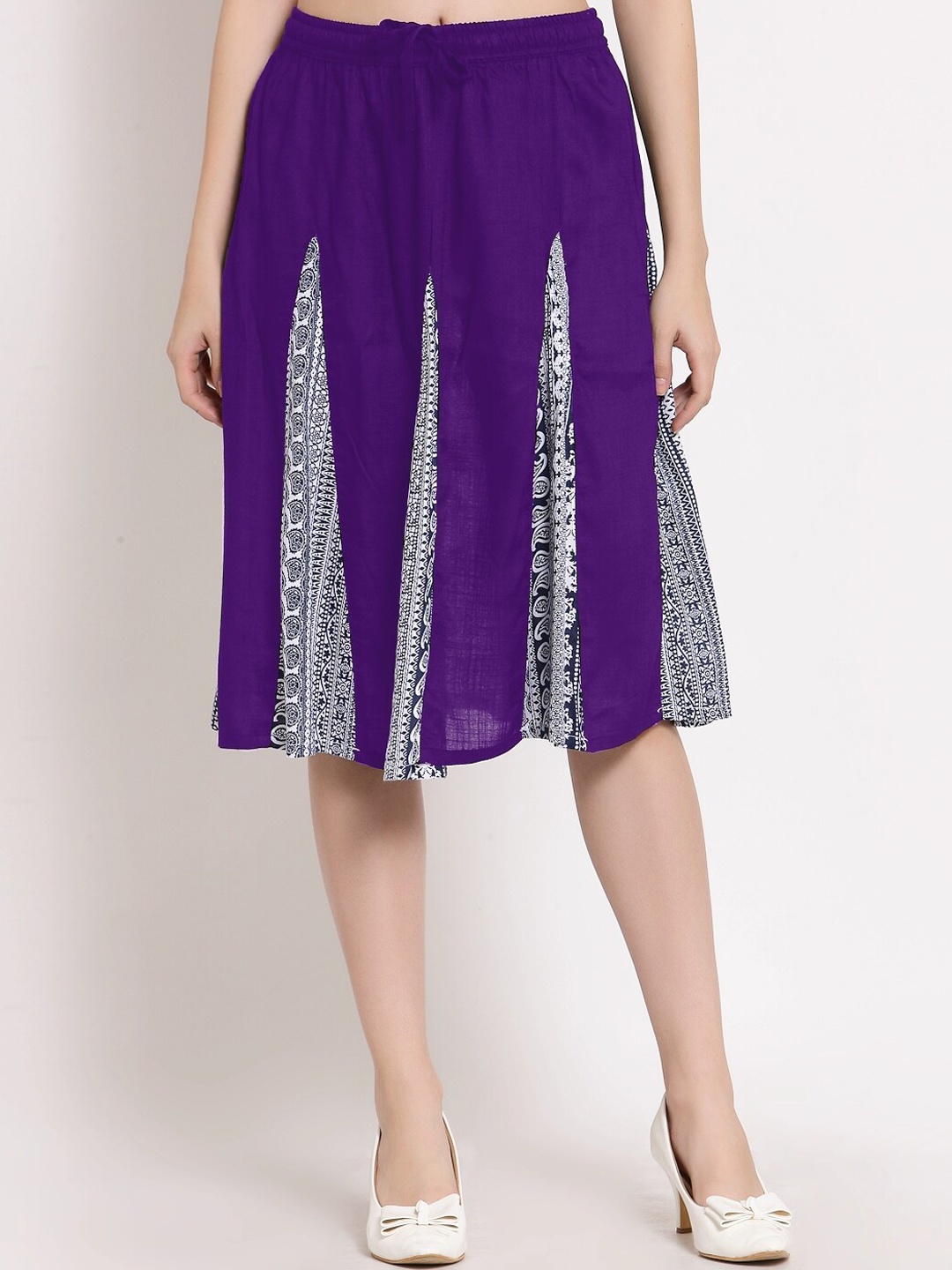 PATRORNA Women Purple Ethnic Motifs Printed Flared Skirt