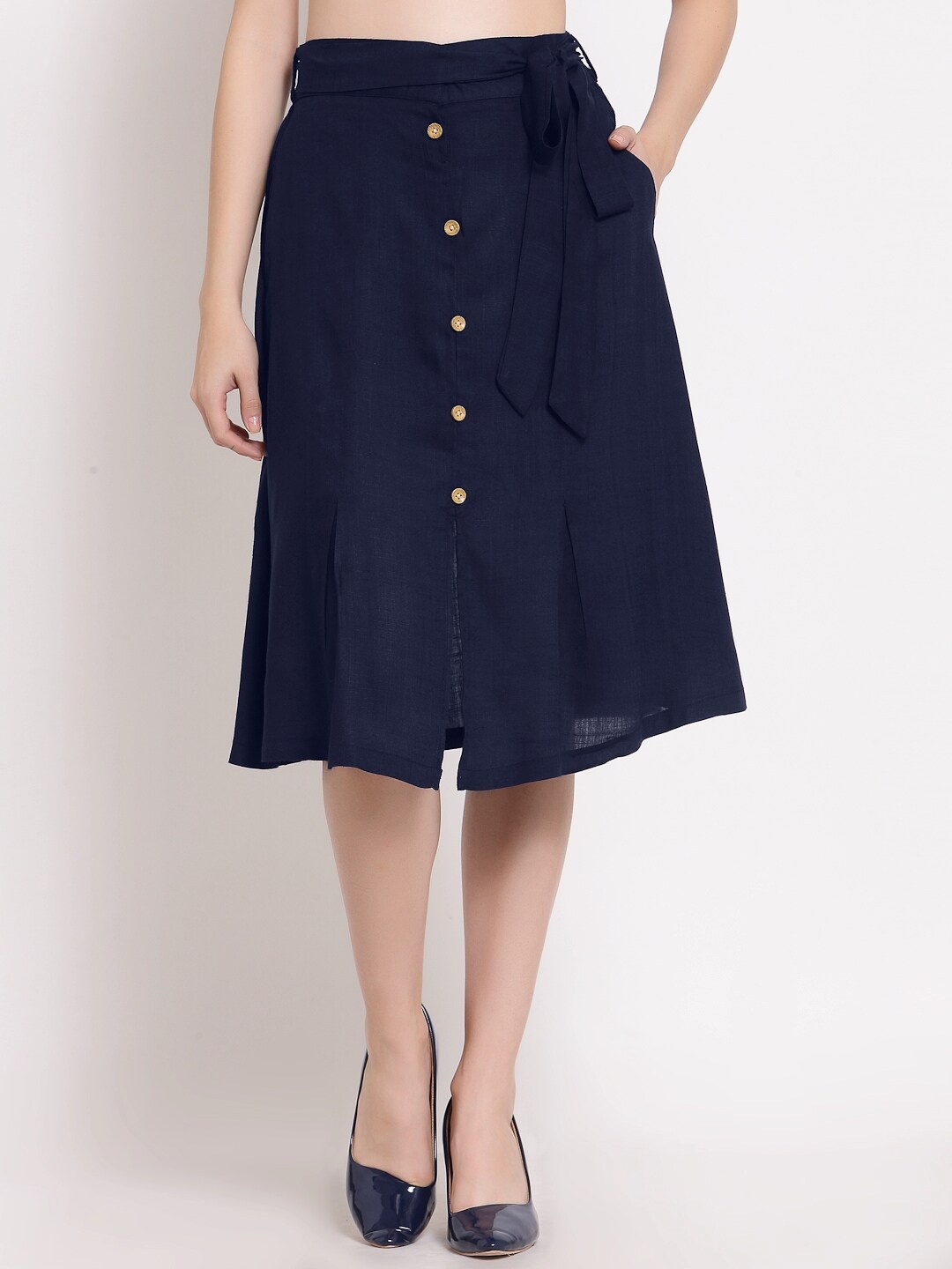 

PATRORNA Women Blue Solid A-Line Skirt