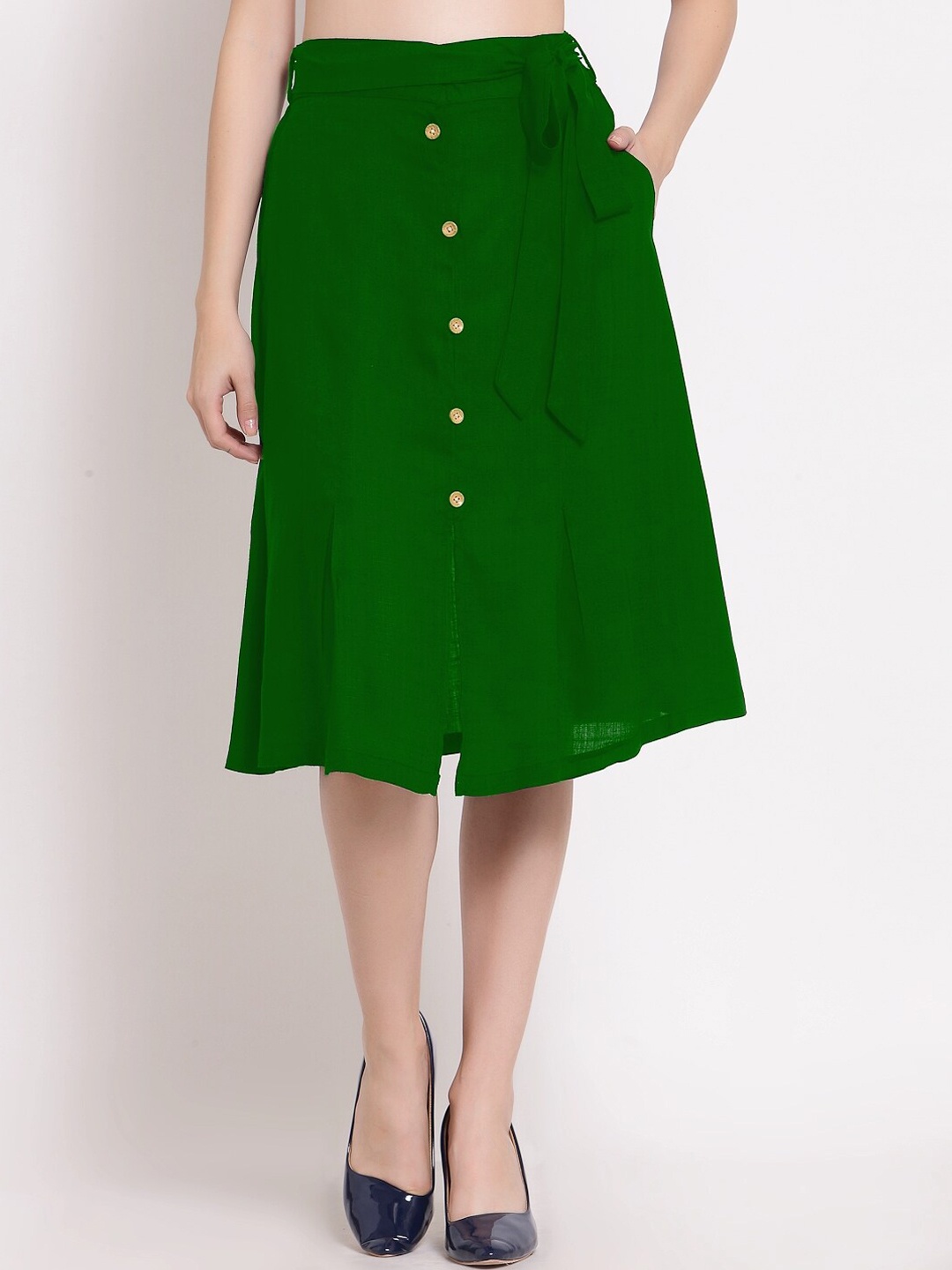 

PATRORNA Women Green Solid A-Line Skirt