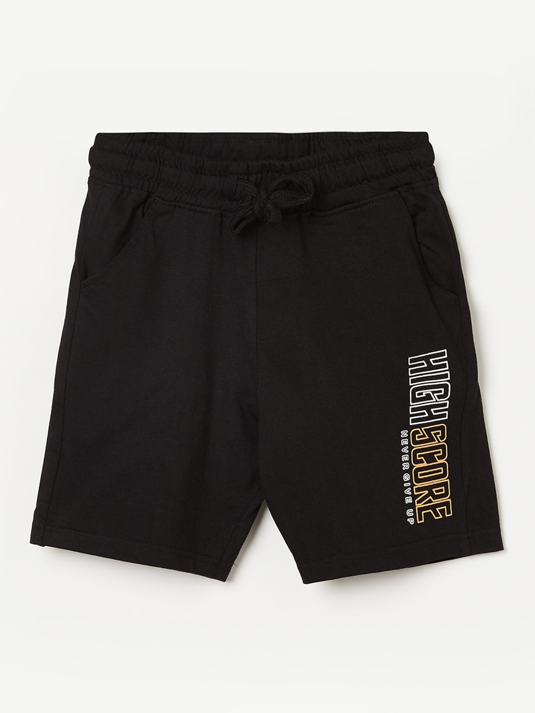 

Fame Forever by Lifestyle Boys Black Typography Printed Slim Fit Cotton Shorts