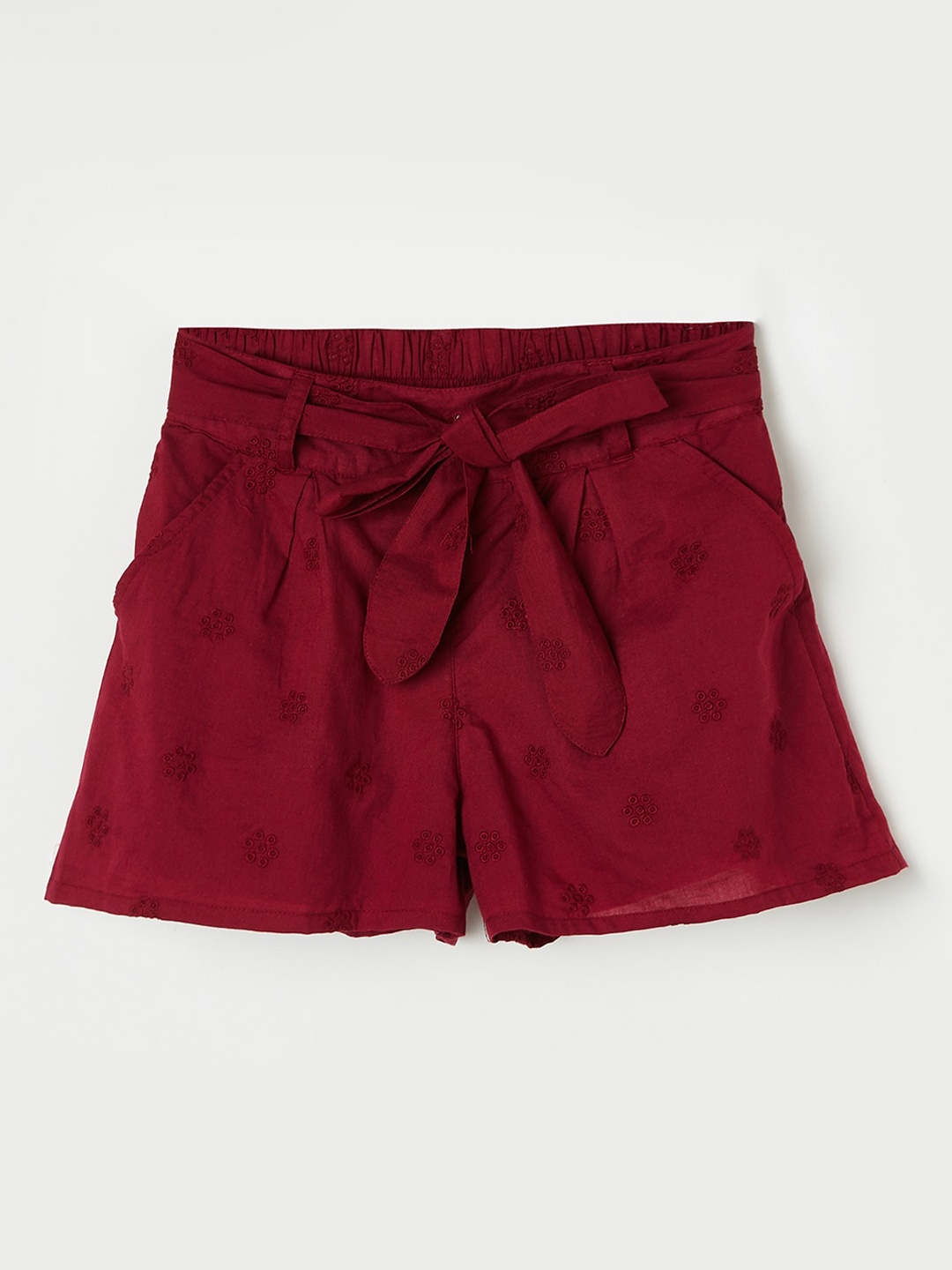 

Fame Forever by Lifestyle Girls Red Self Design 100% COTTON Mid Rise Regular Fit Shorts