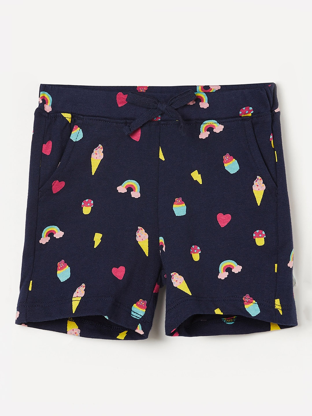 

Juniors by Lifestyle Girls Navy Blue Printed Pure Cotton Shorts