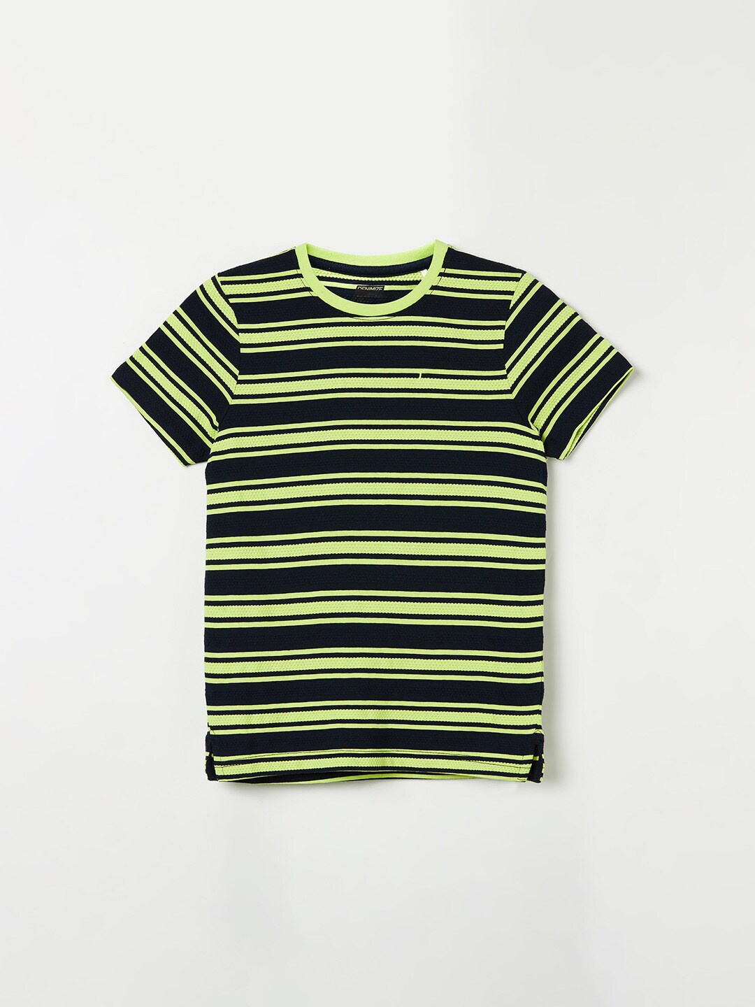 

Fame Forever by Lifestyle Boys Lime Green Striped Cotton T-shirt