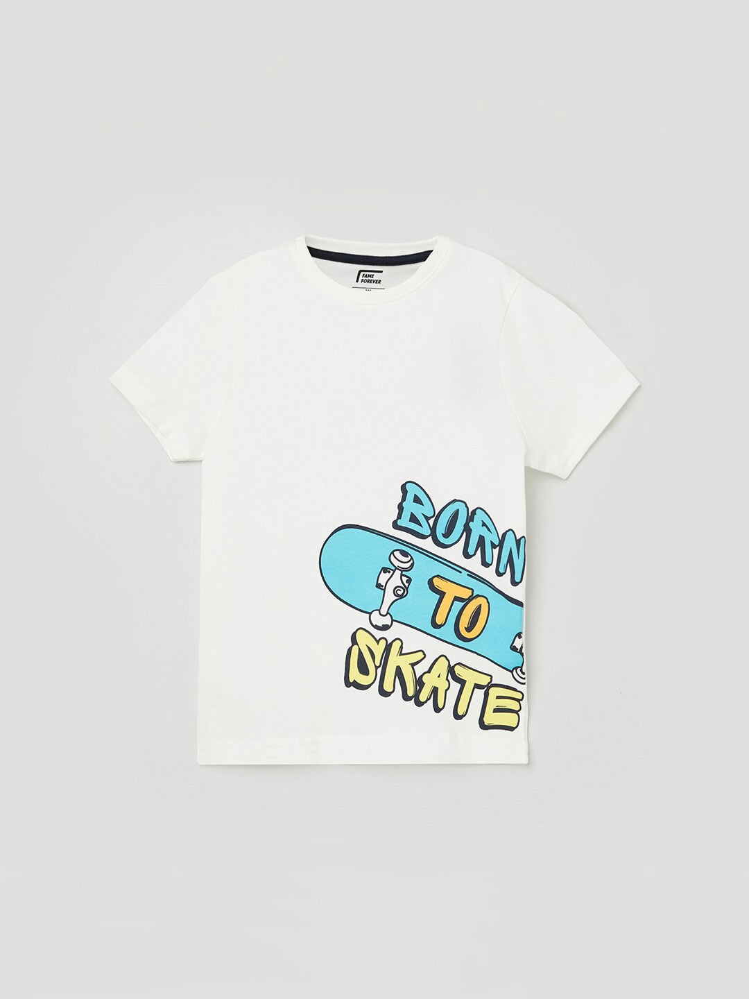 

Fame Forever by Lifestyle Boys White Graphic Printed Pure Cotton T-shirt