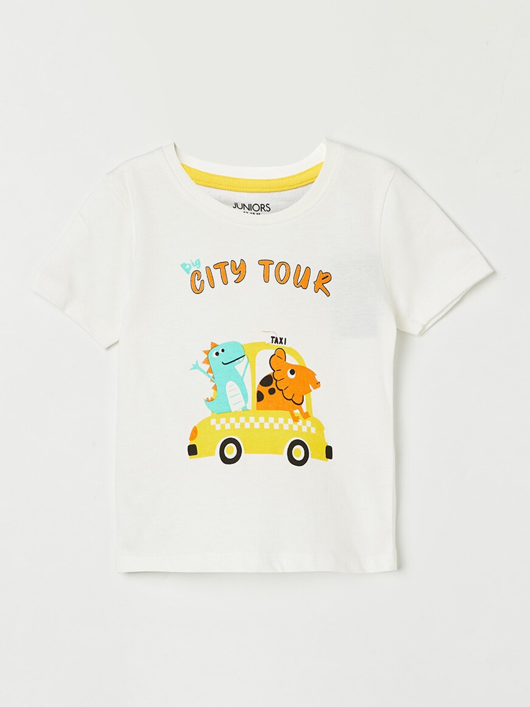

Juniors by Lifestyle Boys White Graphic Printed Pure Cotton T-shirt