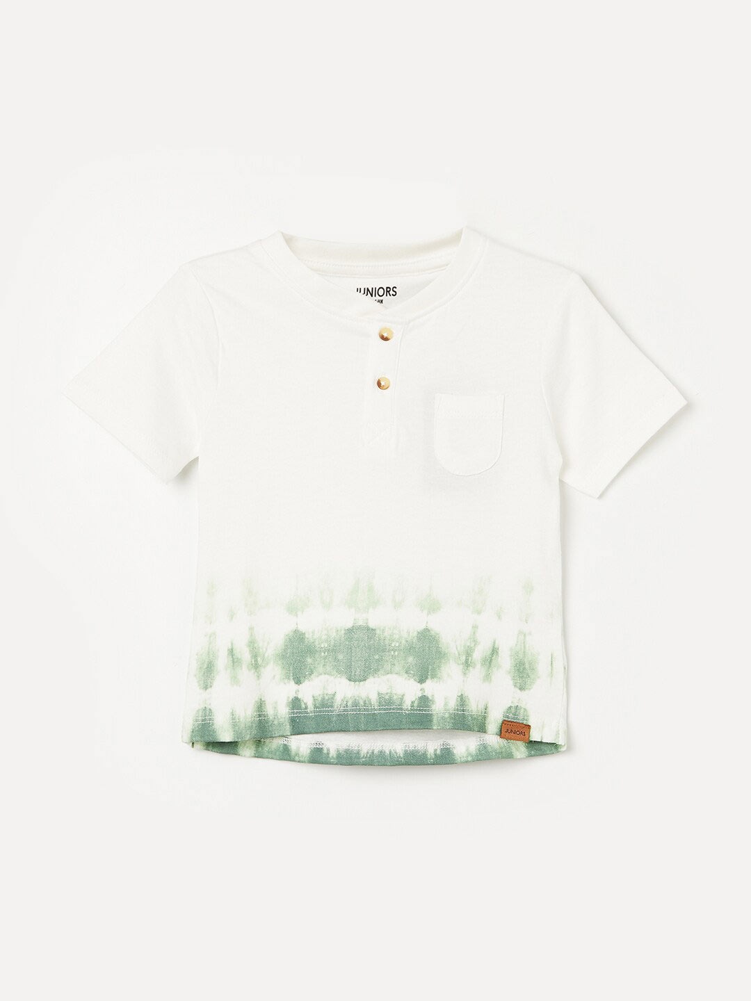 

Juniors by Lifestyle Boys White Dyed Dyed Henley Neck Pure Cotton T-shirt