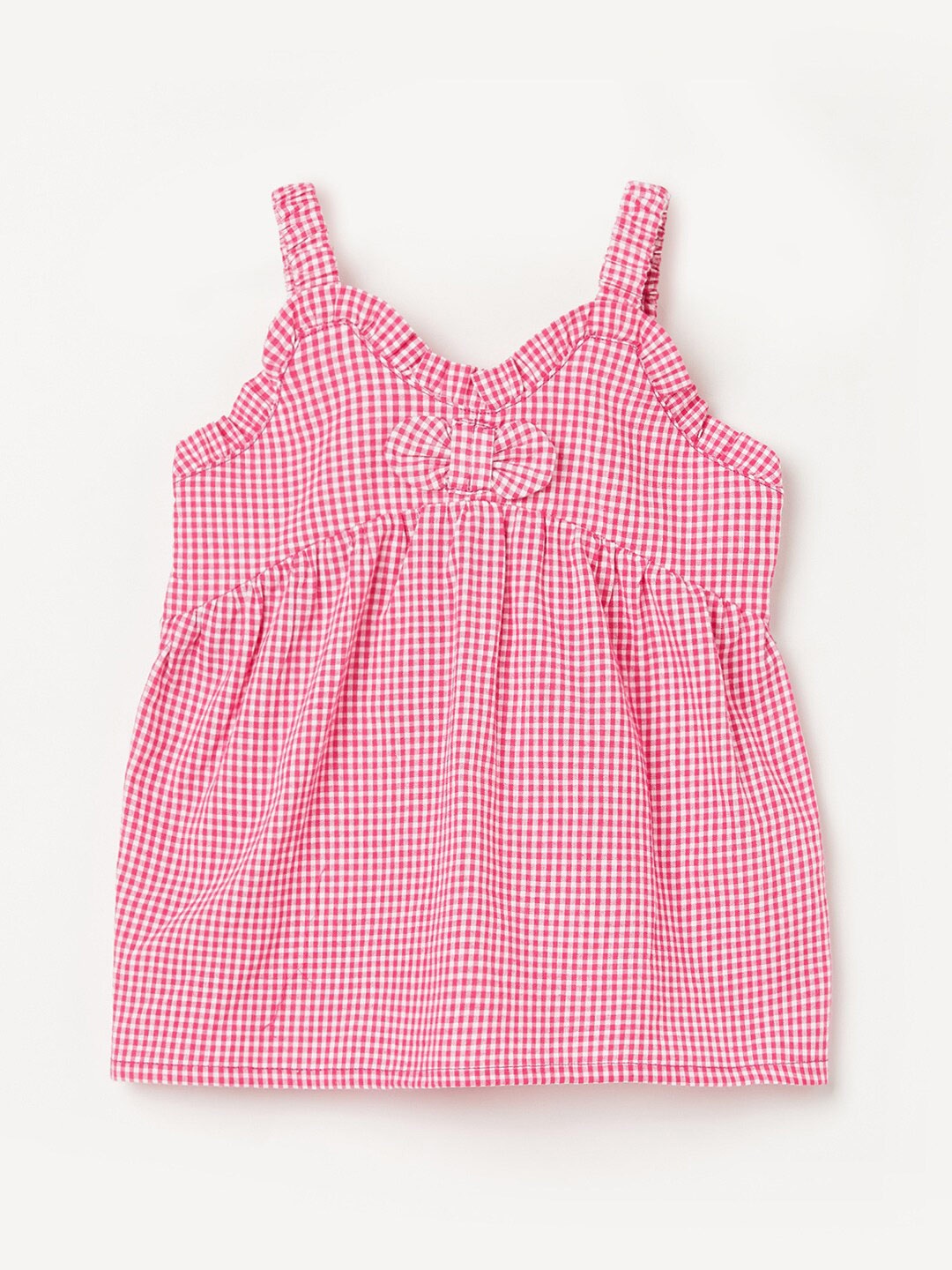 

Juniors by Lifestyle Girls Pink Checked Cotton Empire Top