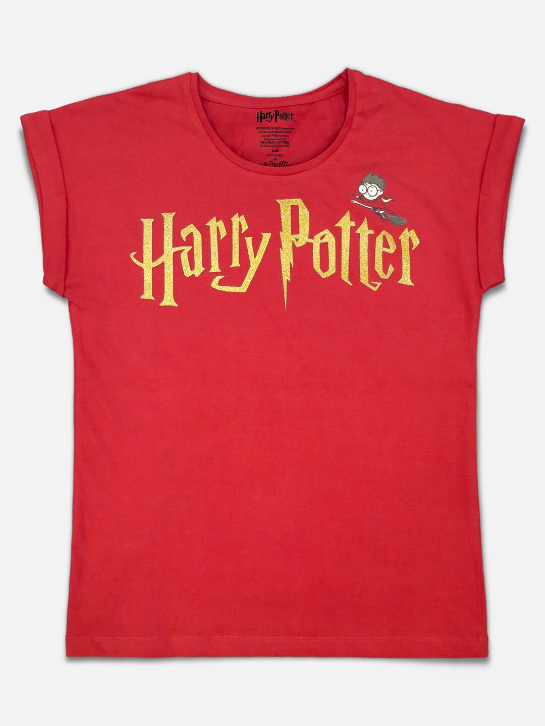 

Kids Ville Girls Red Harry Potter Featured Printed Pure Cotton T-shirt