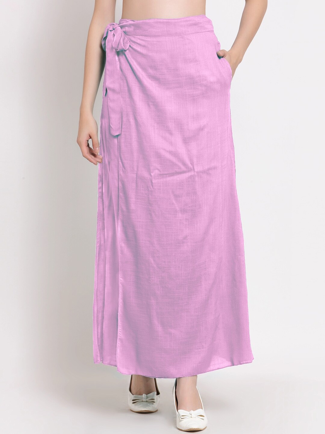

PATRORNA Women Pink Solid Wrap Maxi Skirt