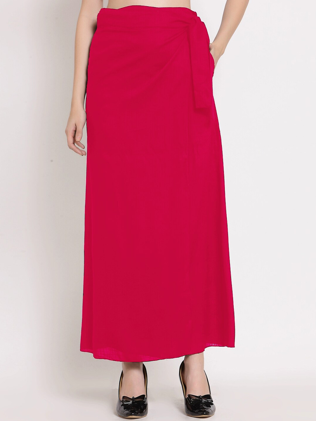 

PATRORNA Women Fuchsia-Pink Solid Maxi Wrap Skirt
