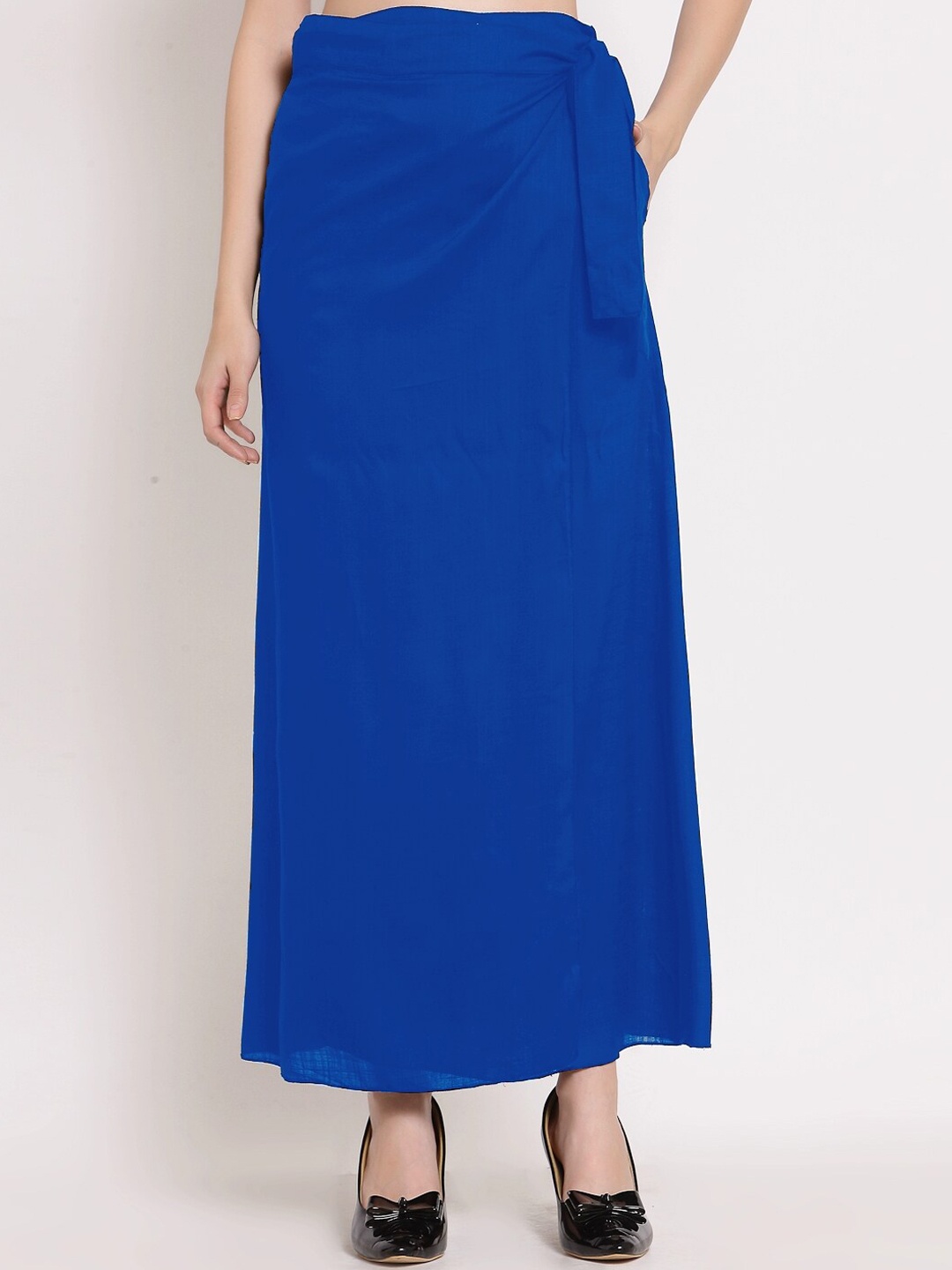 

PATRORNA Women Turquoise Blue Solid Maxi Wrap Skirts