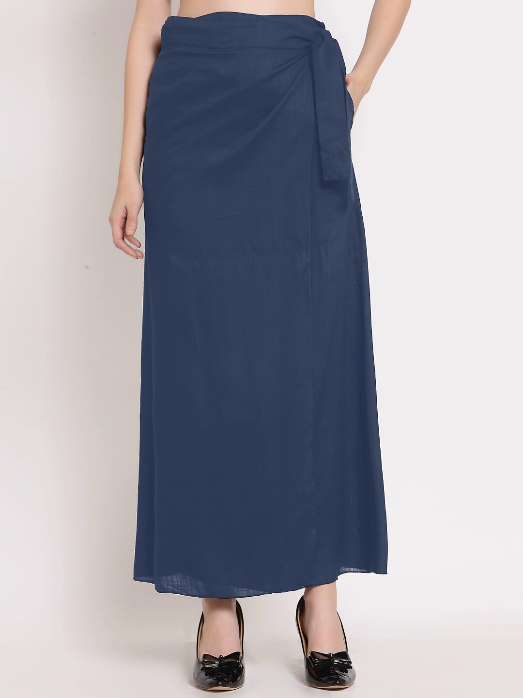 

PATRORNA Women Grey Solid Plus Size Wrap Maxi Skirt