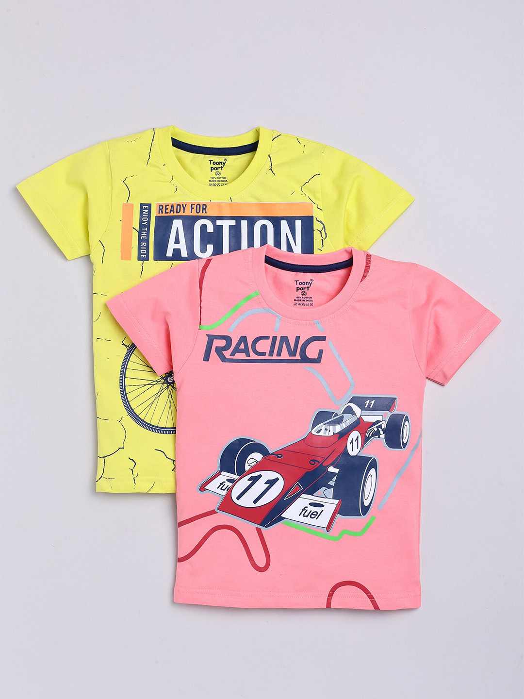 

Toonyport Boys Multicoloured Set of 2 Printed Cotton T-shirt, Multi