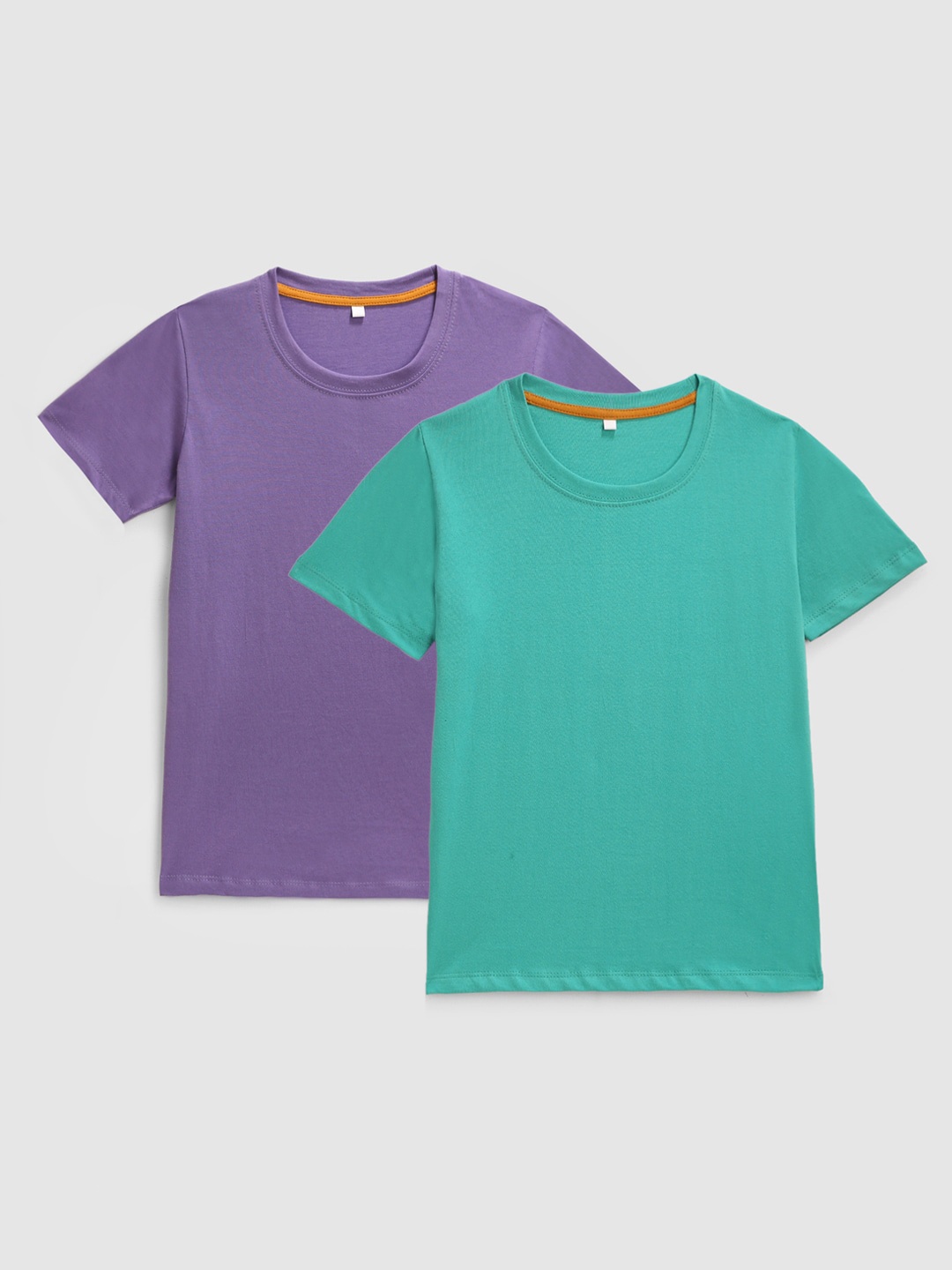 

KIDSCRAFT Boys Green & Purple Pack of 2 Cotton T-shirt