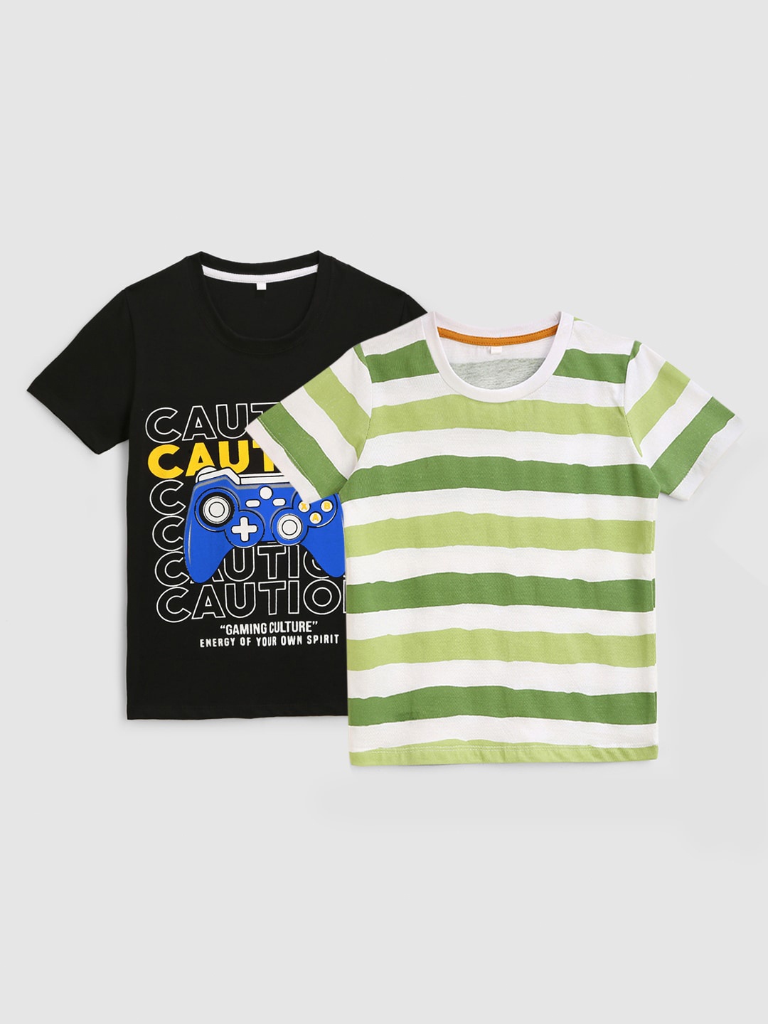 

KIDSCRAFT Boys Multicoloured Set of 2 Printed Running Cotton T-shirt, Multi