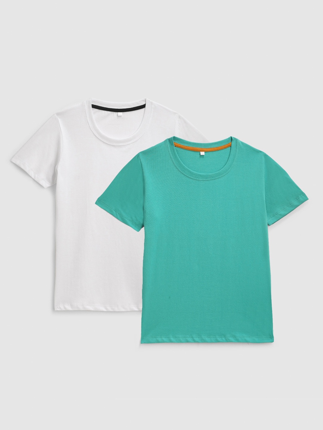 

KIDSCRAFT Boys Multicoloured Set of 2 Solid Running Cotton T-shirt, Multi