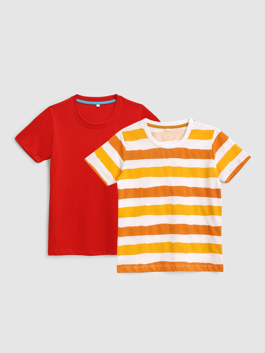 

KIDSCRAFT Boys Multicoloured Set of 2 Striped Running Cotton T-shirt, Multi