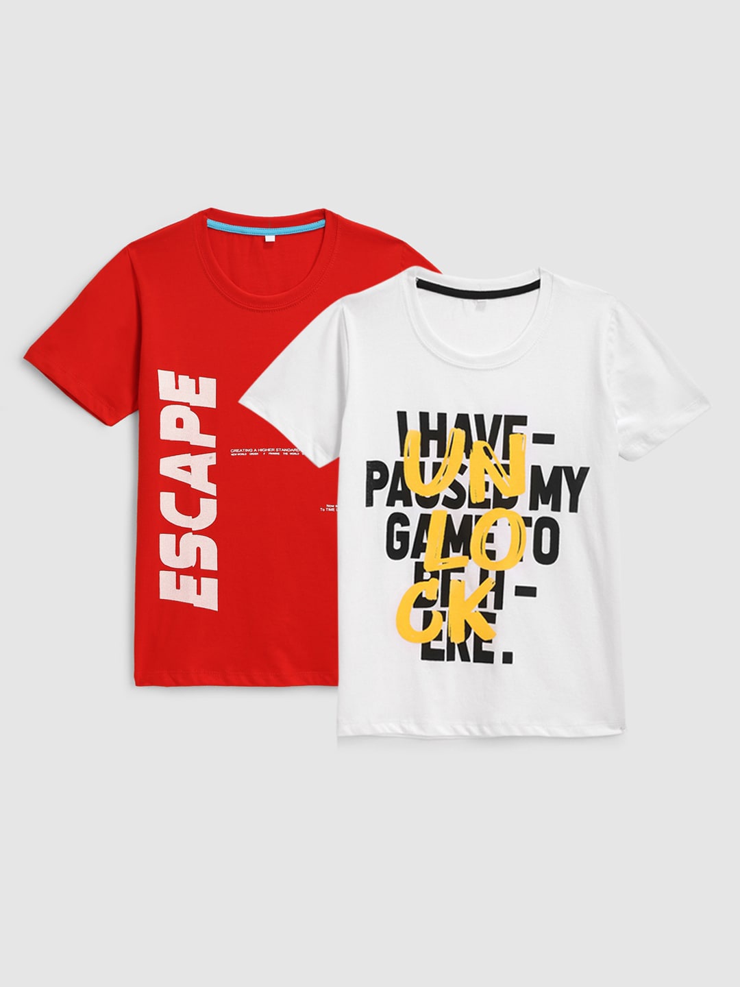 

KIDSCRAFT Boys Multicoloured Set of 2 Printed Running Cotton T-shirt, Multi