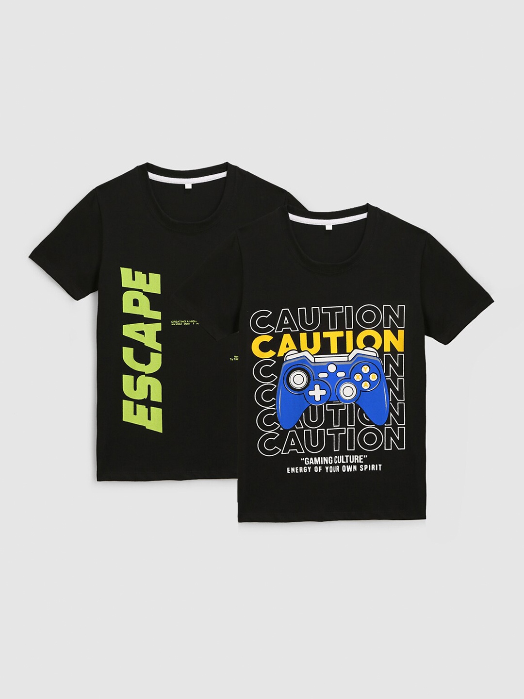 

KIDSCRAFT Boys Multicoloured Set of 2 Printed Running Cotton T-shirt, Multi