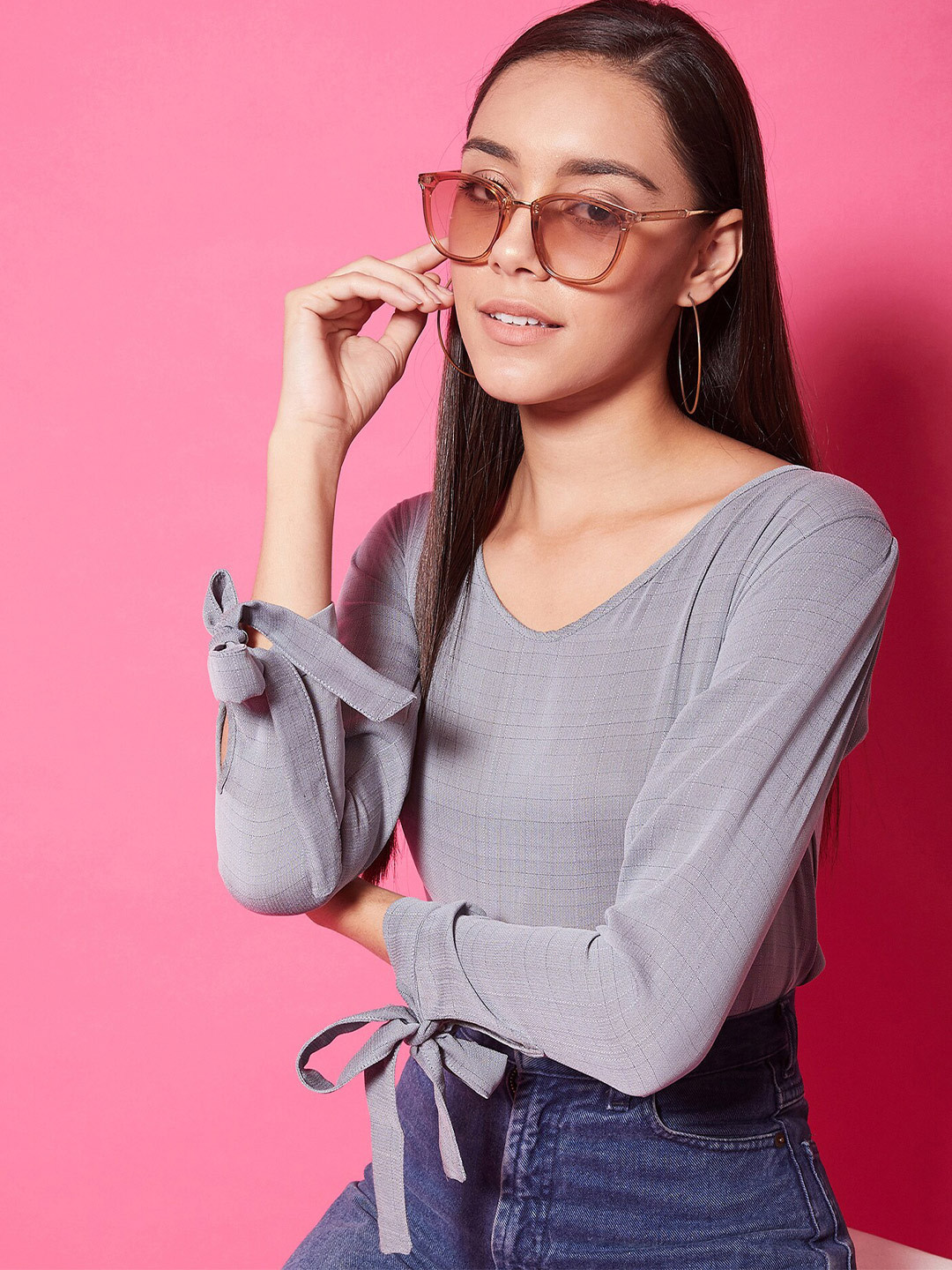 

CHIMPAAANZEE Grey Striped Top