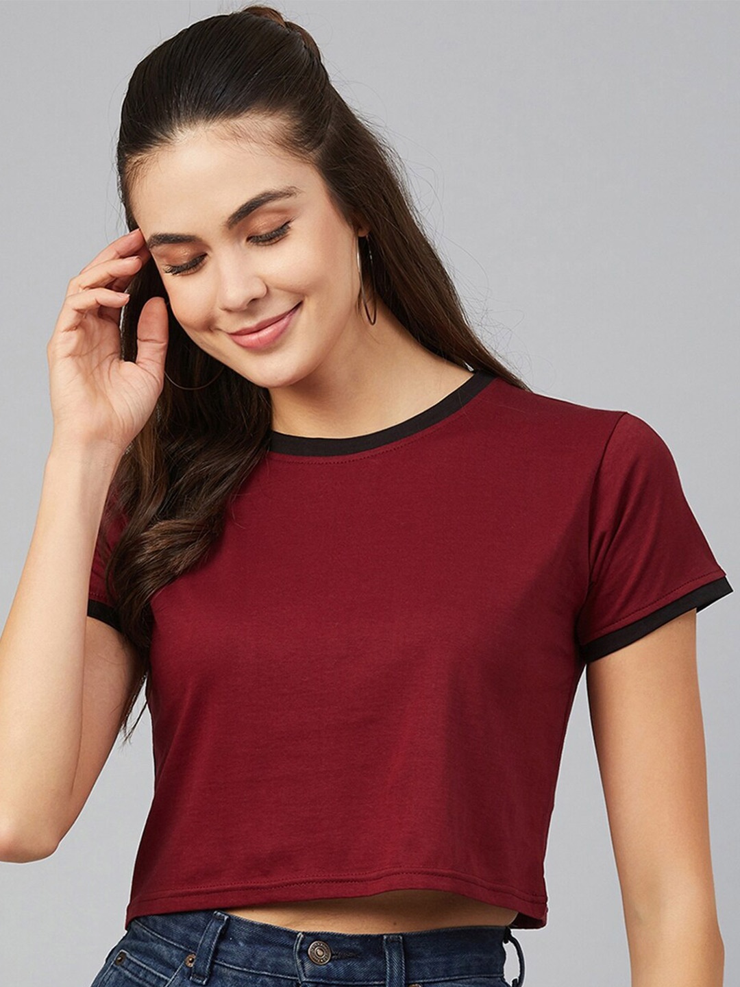 

CHIMPAAANZEE Women Maroon T-shirt