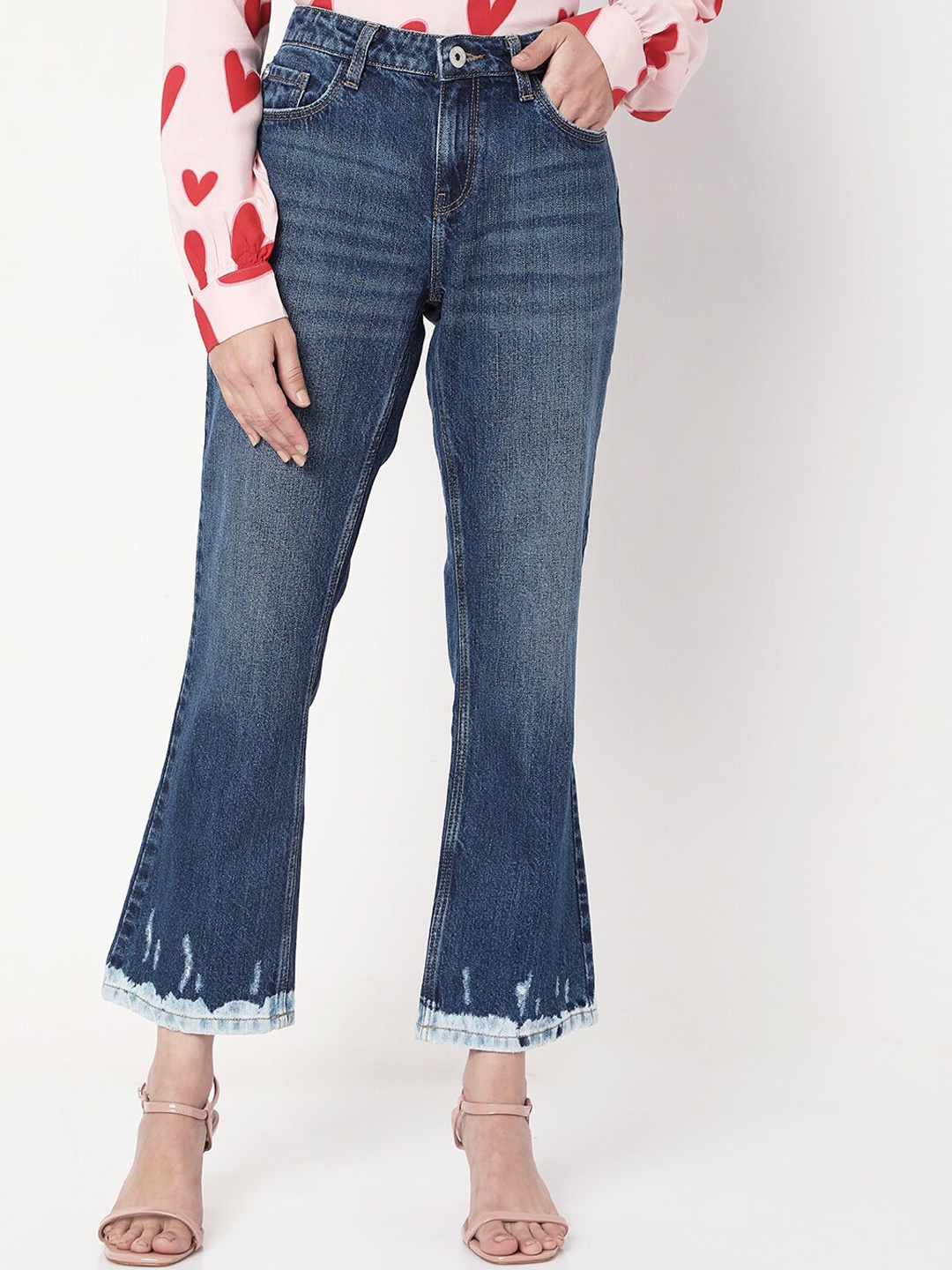 

Vero Moda Women Blue Bootcut High-Rise Stretchable Jeans