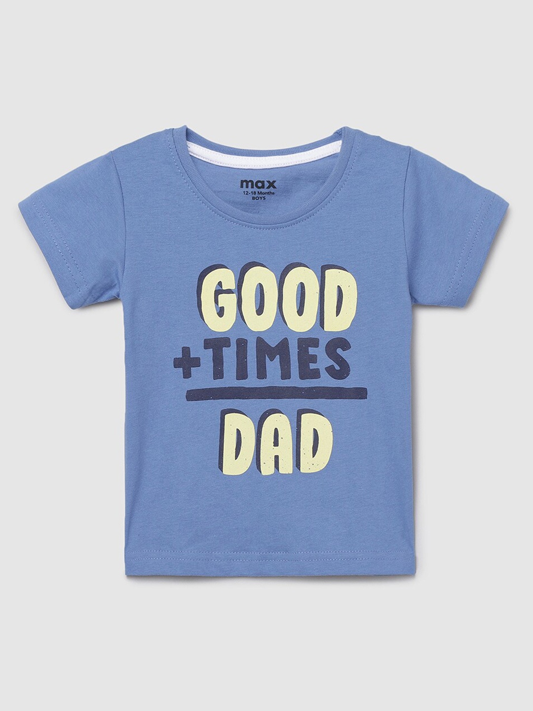 

max Boys Blue Typography Printed 100% COTTON Regular T-shirt