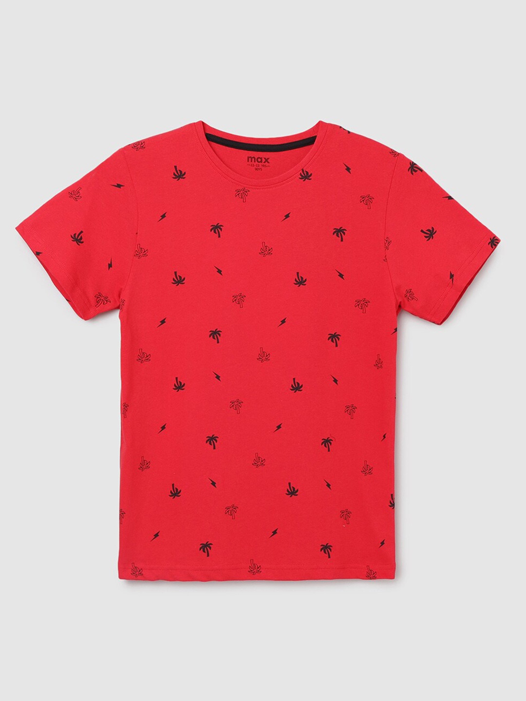 

max Boys Red Printed Cotton T-shirt