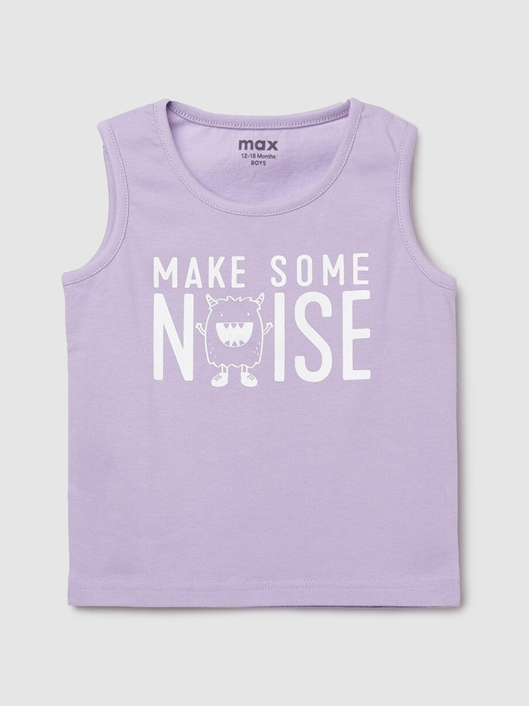 

max Boys Purple Typography Printed 100% COTTON Regular T-shirt