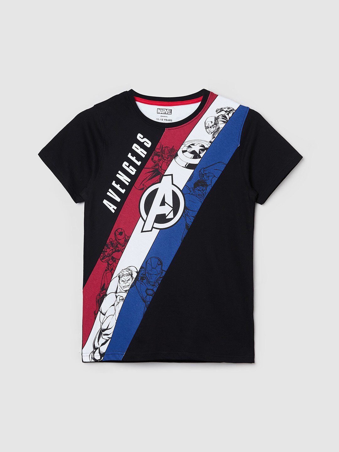 

max Boys Black & White Printed Cotton T-shirt