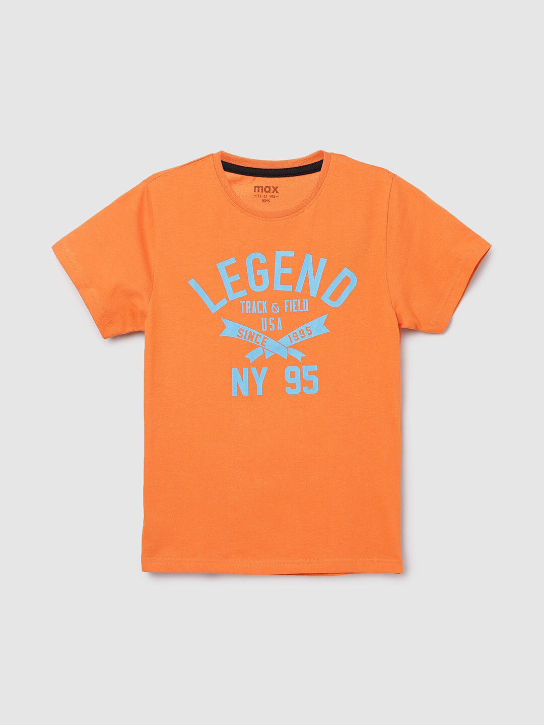 

max Boys Orange Typography Printed Pure Cotton T-shirt