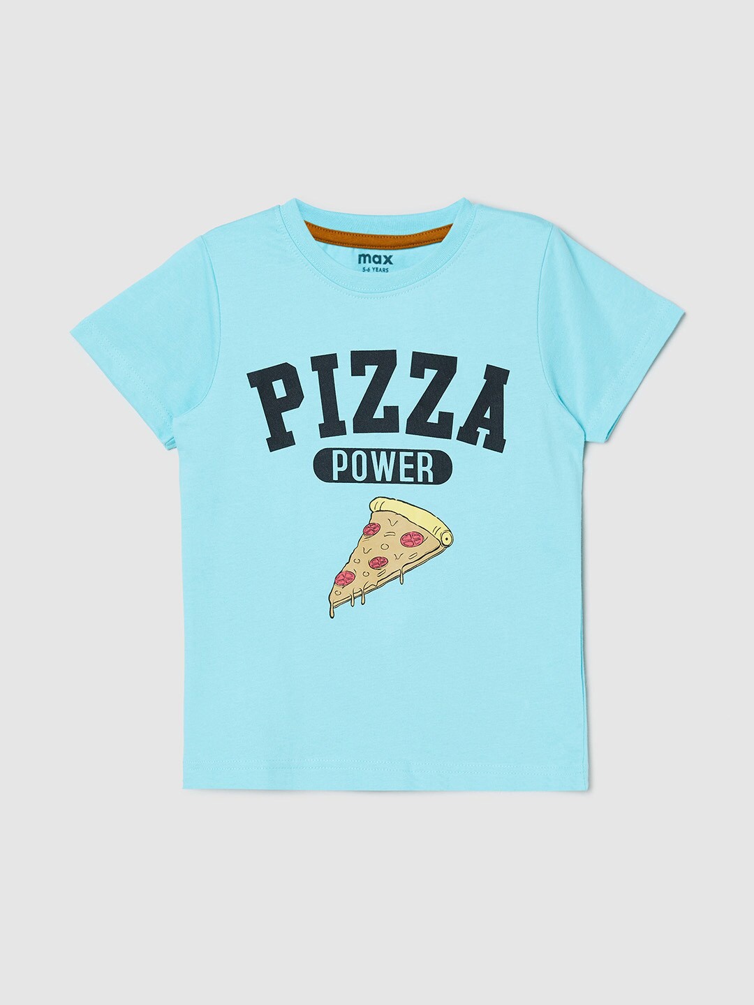 

max Boys Green Typography Printed Cotton T-shirt