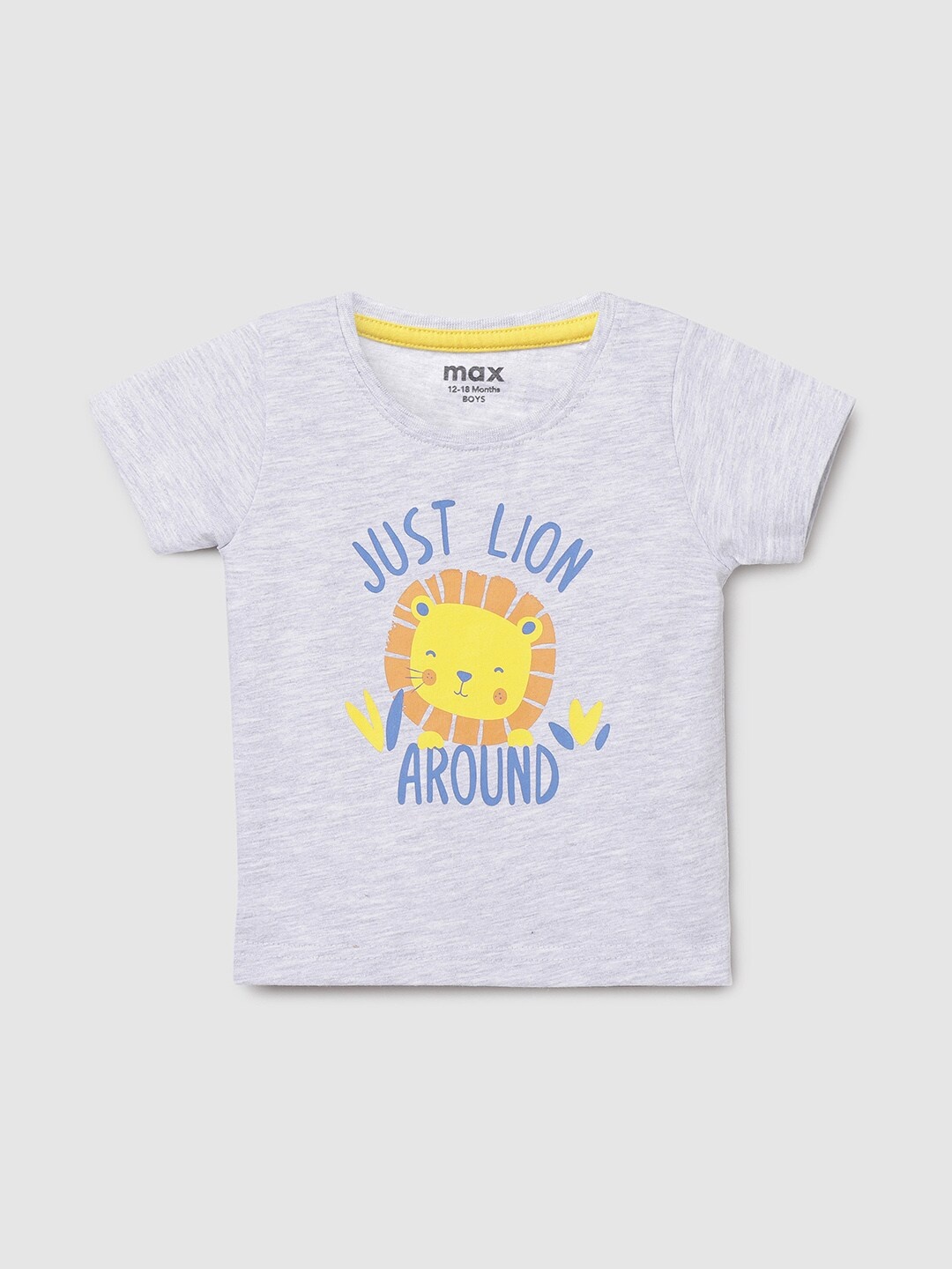 max Boys Blue Typography Printed Cotton T-shirt
