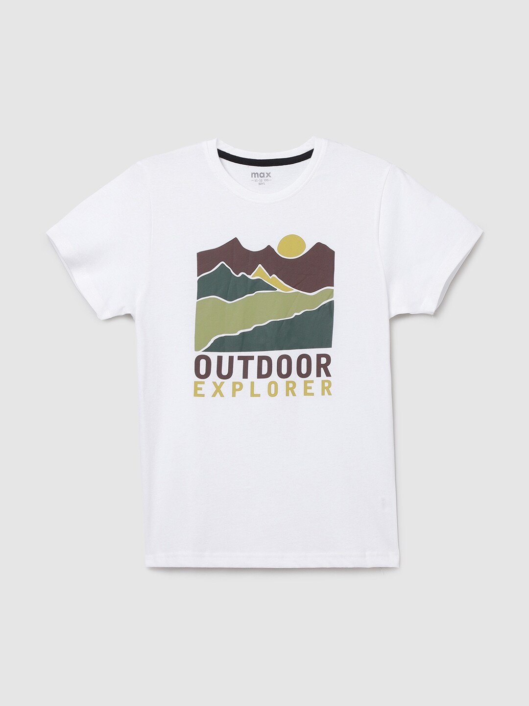

max Boys White Typography Printed Cotton T-shirt