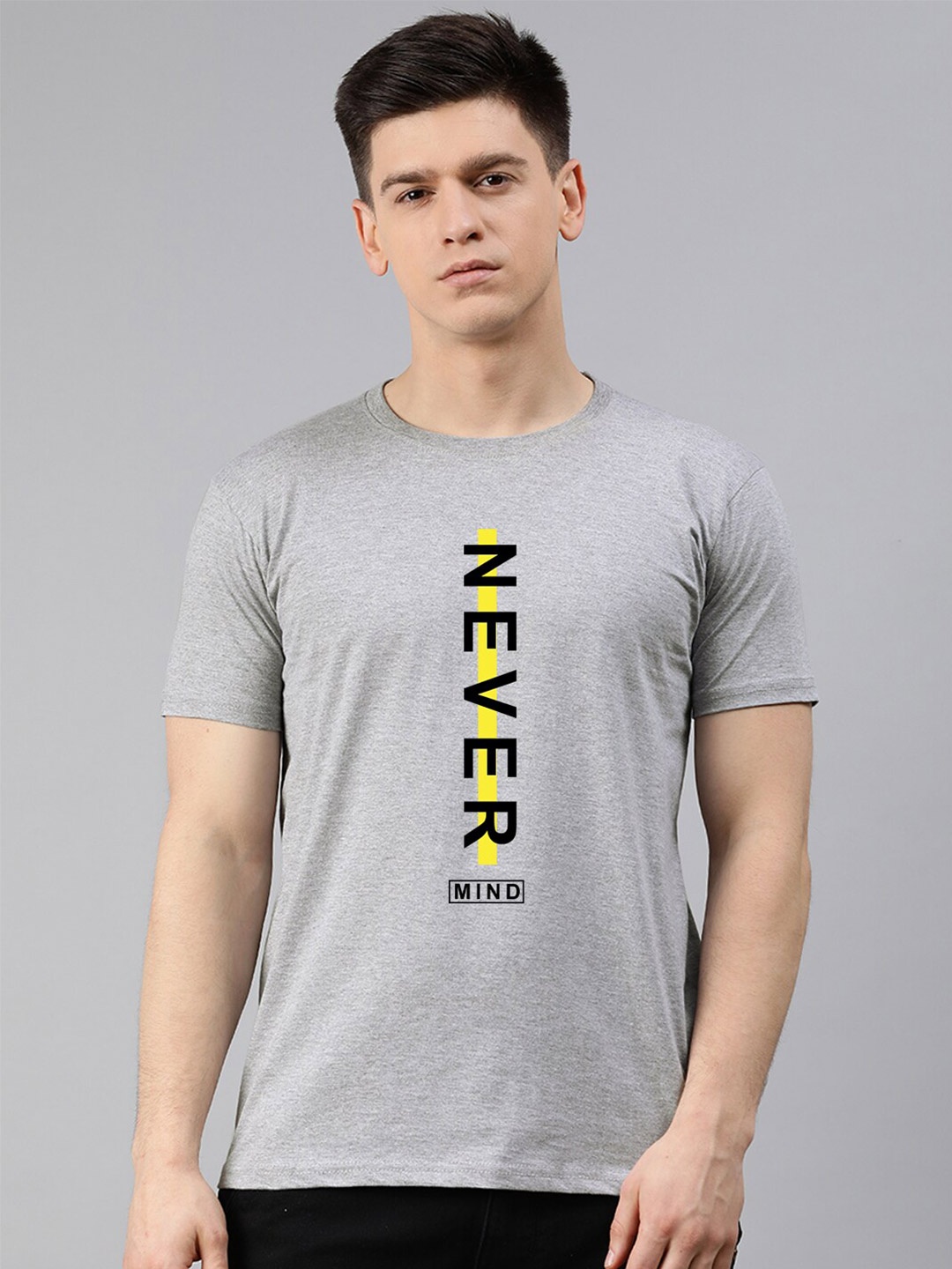 

UNSULLY Men Grey Typography Printed T-shirt