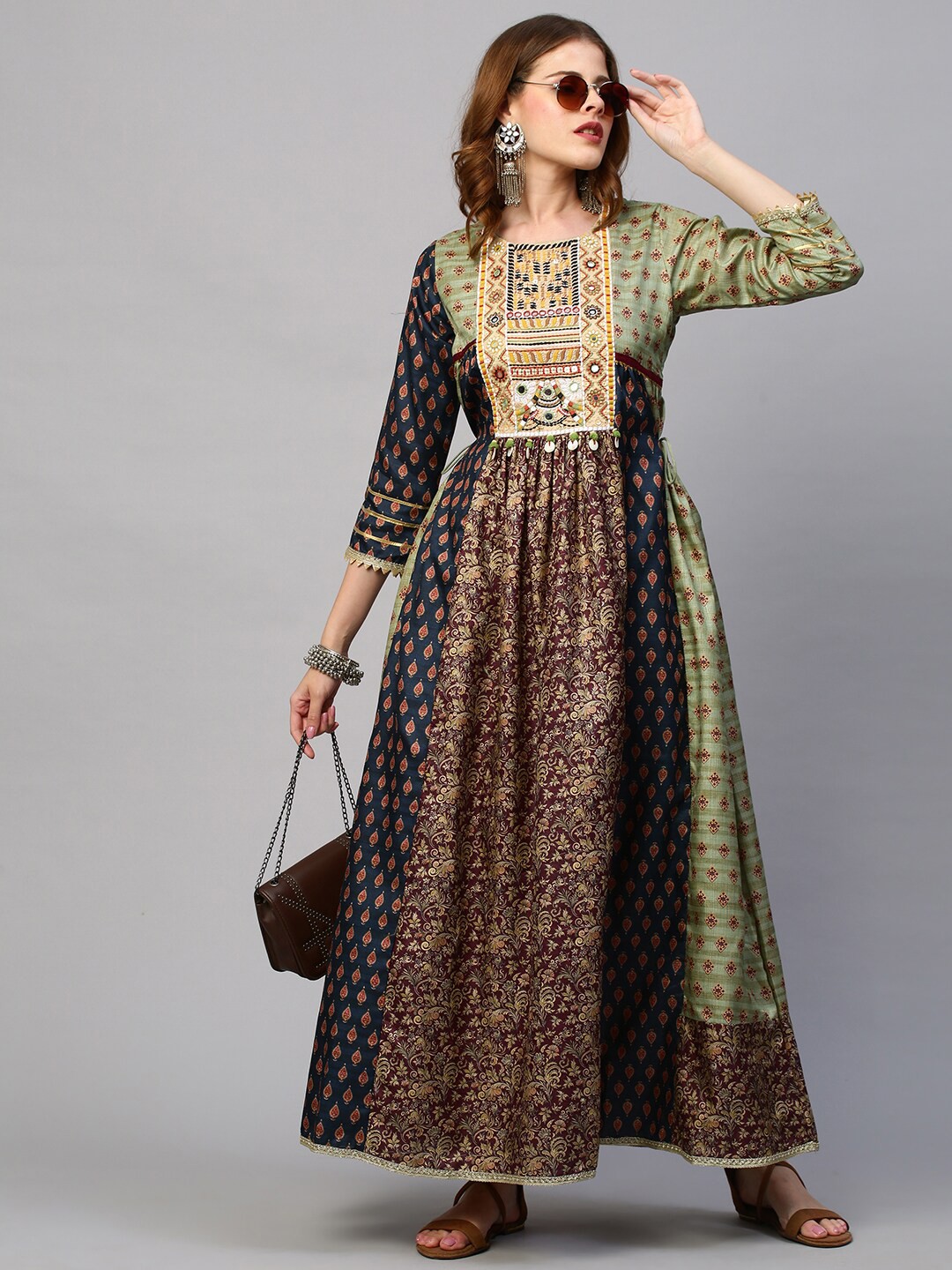 

FASHOR Multicoloured Ethnic Motifs Ethnic Maxi Dress, Multi