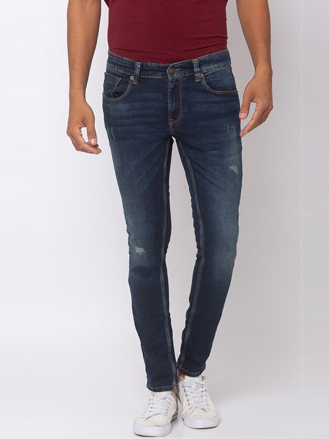 

SPYKAR Men Blue Super Skinny Fit Low-Rise Low Distress Light Fade Jeans