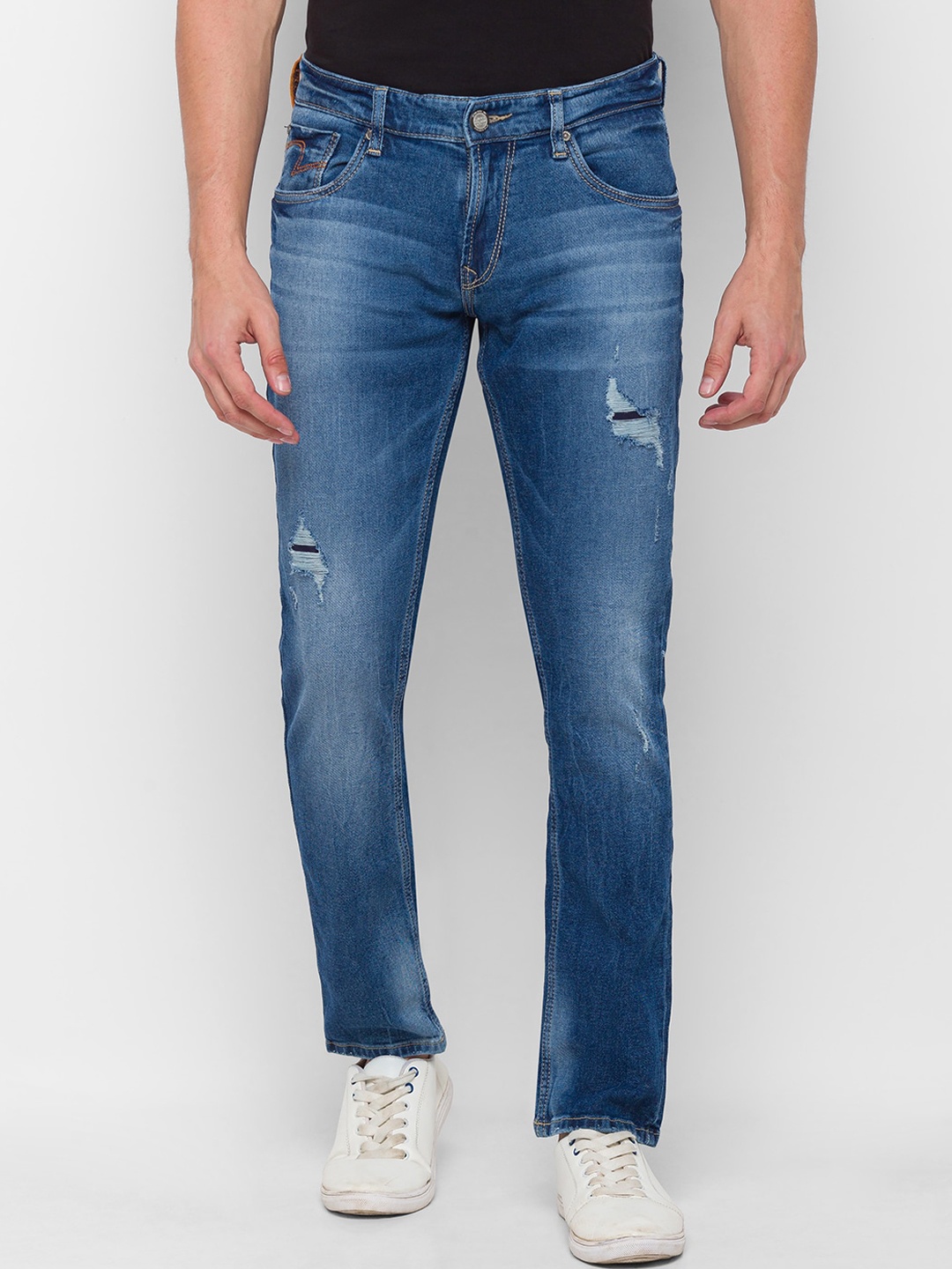 

SPYKAR Men Blue Slim Fit Mildly Distressed Heavy Fade Cotton Jeans